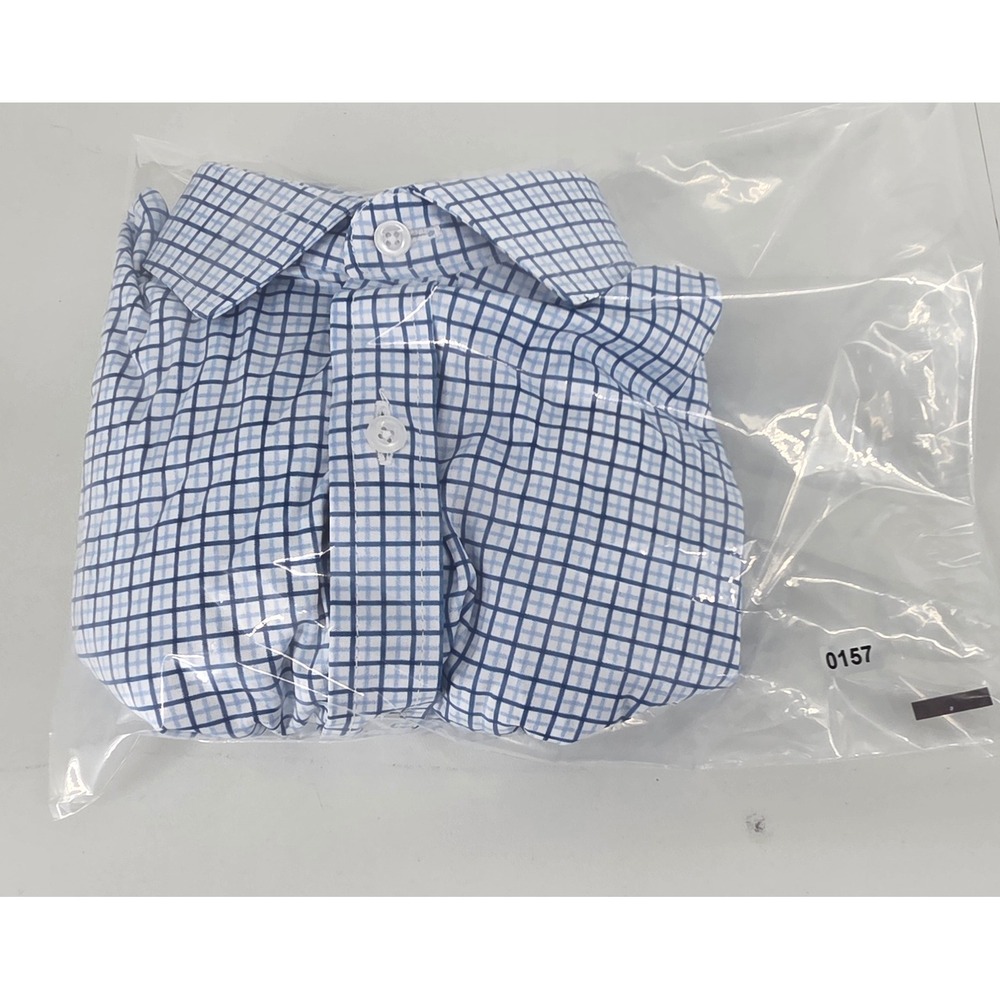 NWOT Collars & Co Dress Collar Polo Blue White Checkered Button Down Size Small - Picture 7 of 7